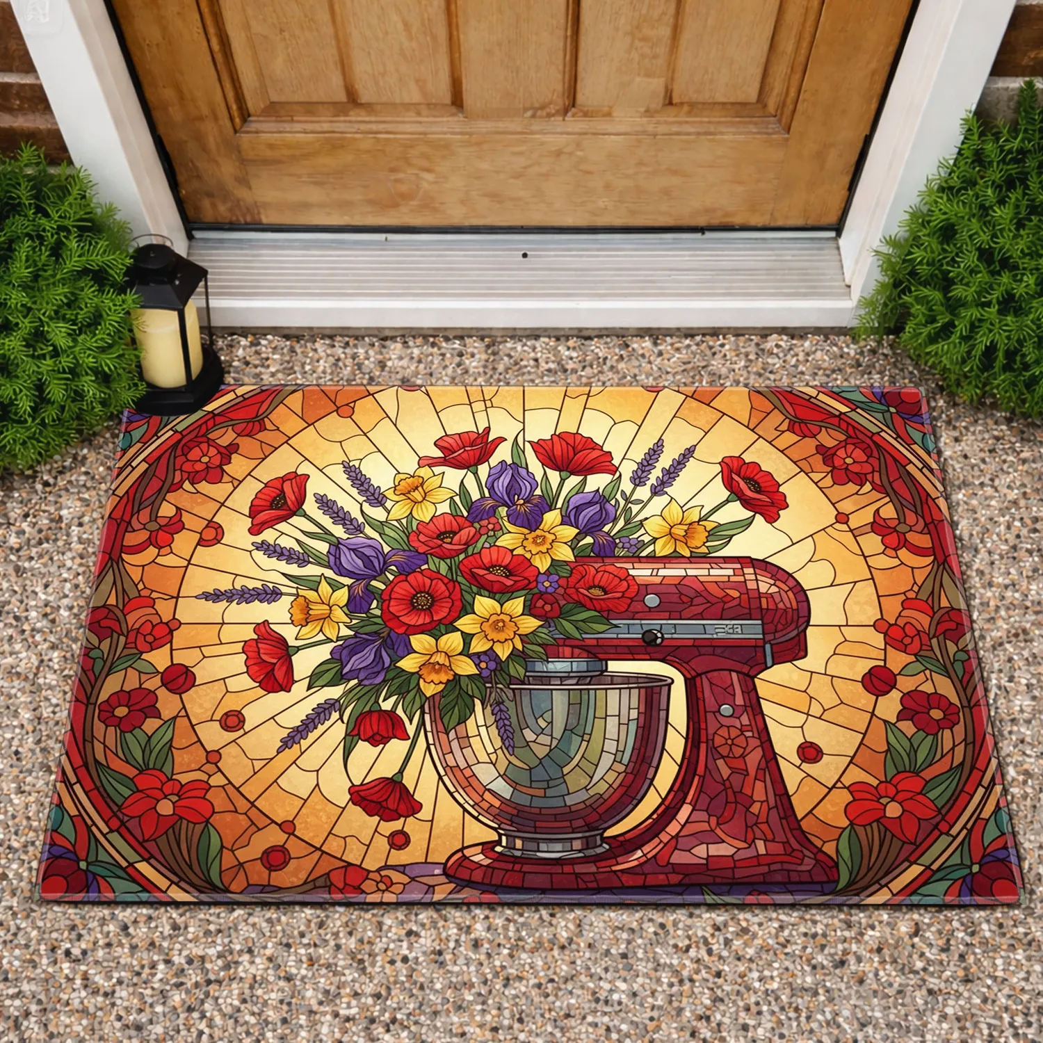 Kitchen Stand Mixer Poppies Daffodils Irises Lavender - Home Kitchen Decor Gift Doormat - 1