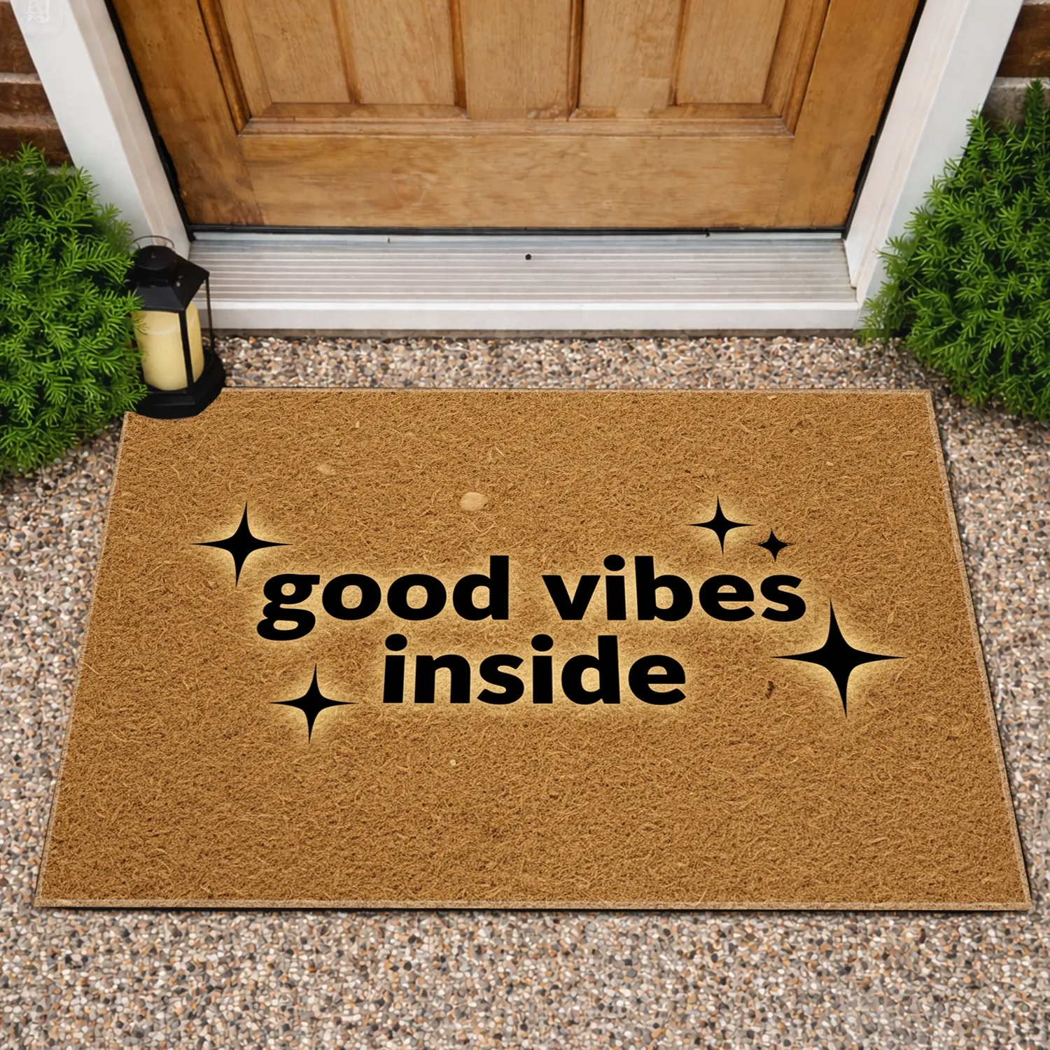 Good Vibes Inside Starburst Mat - Welcoming Everyday Home Decor Doormat - 1