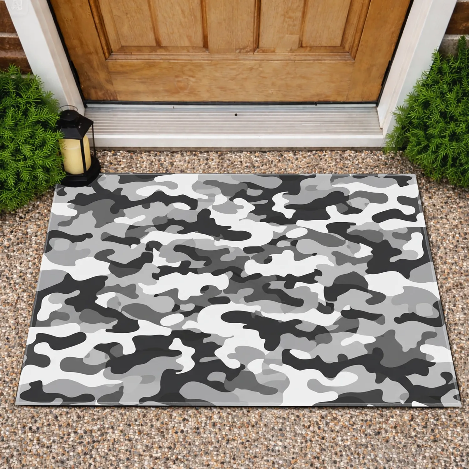 Urban Camouflage Interlocking Layered Shapes - Home Decor Gift Doormat - 1