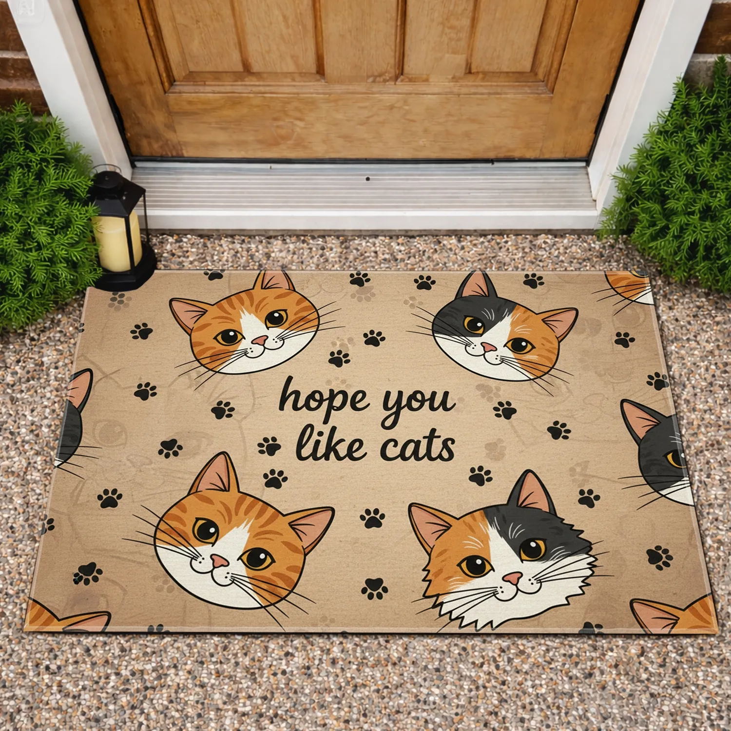 Hope You Like Cats Four Cats Peeking Paw Prints - Cat Lover Home Decor Gift Doormat - 1