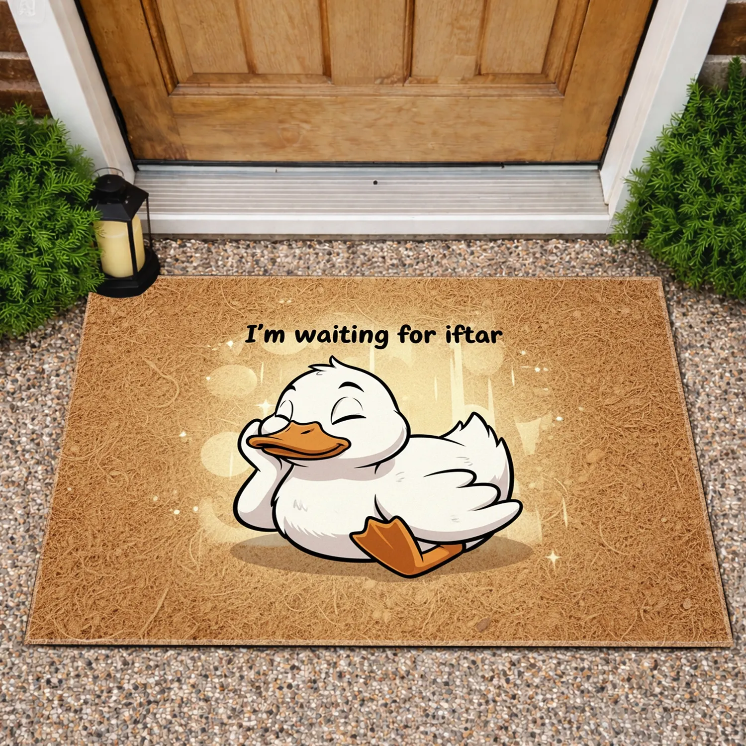 White Duck 'I'm Waiting for Iftar' - Cozy Ramadan Decoration Gift Doormat - 1