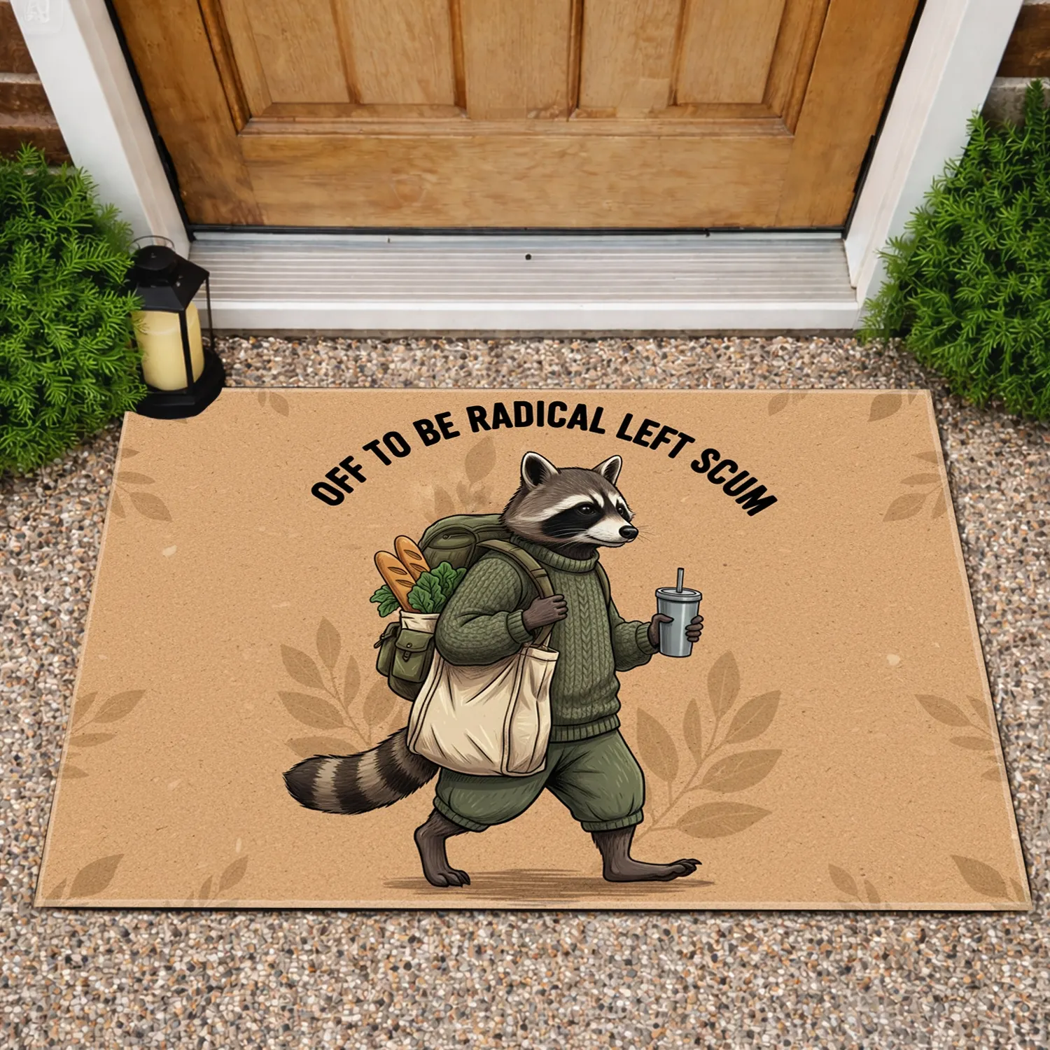 Raccoon Radical Left Scum Activist Statement Gift for Political Advocates Doormat - 1