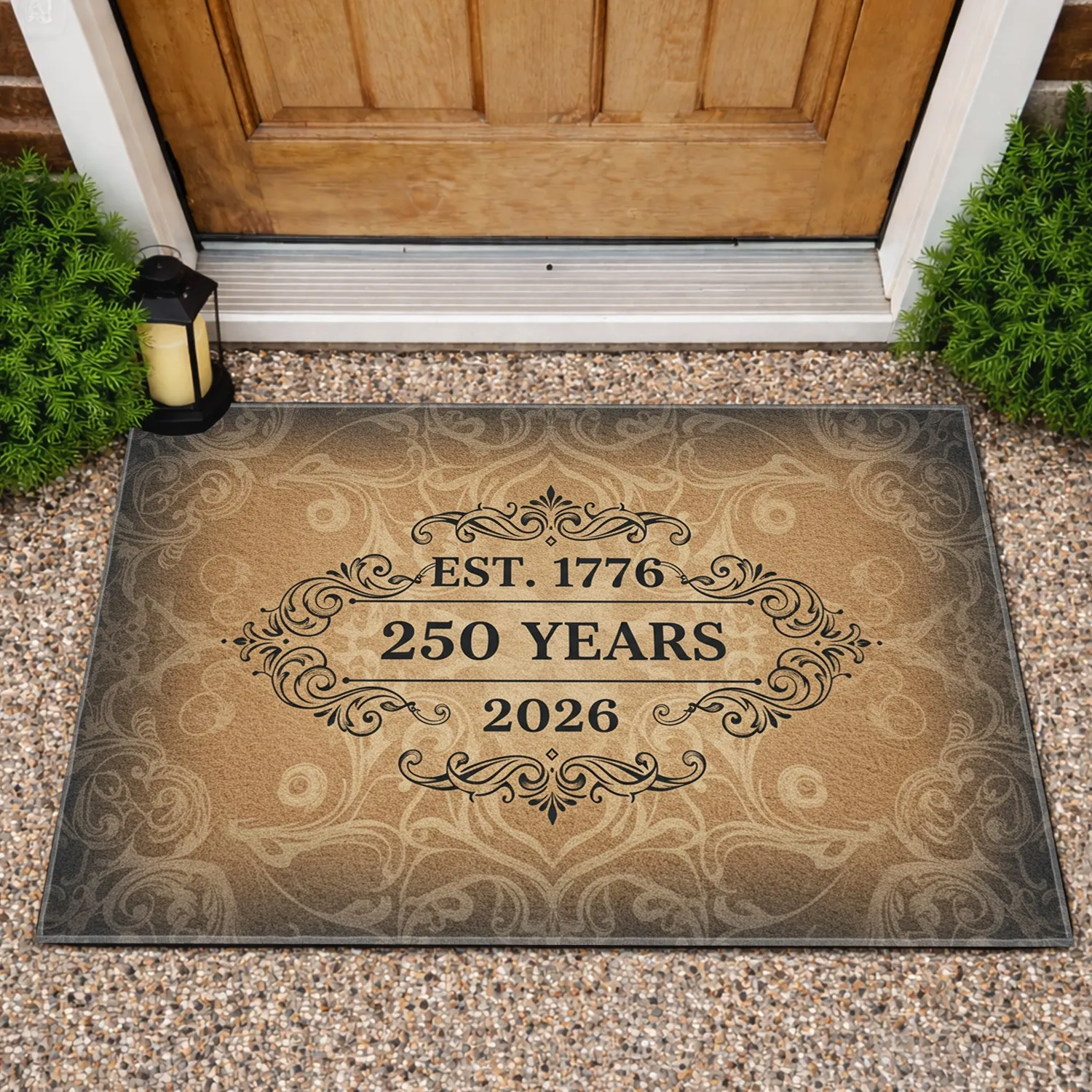Colonial Scrollwork 1776-2026 - USA 250th Anniversary Independence Day Doormat - 1