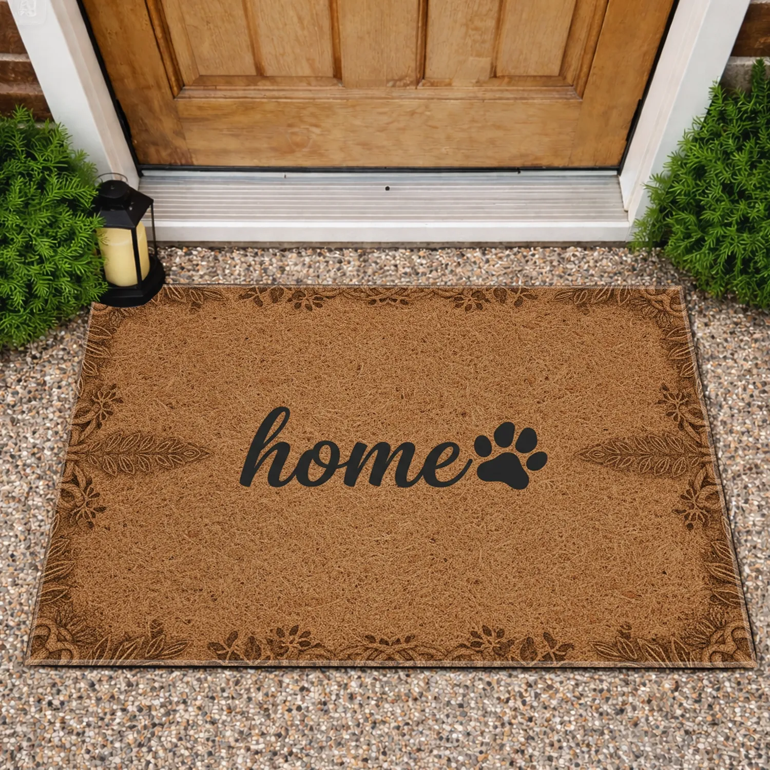 Cursive Home Paw Print Rustic - Farmhouse Home Decor for Pet Owners Doormat - 1