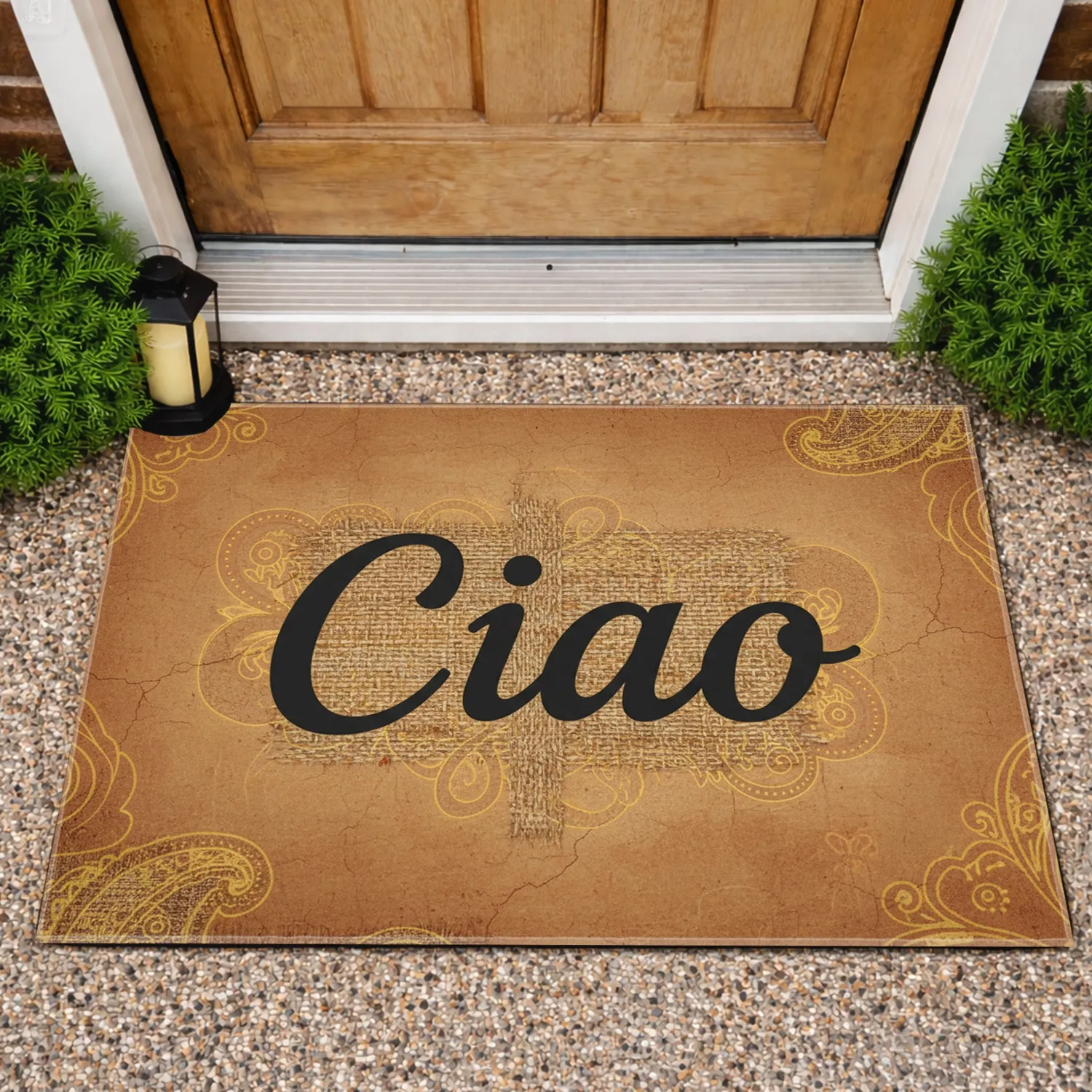 Ciao Cursive Text Rustic Brown - Home Decor Gift Doormat - 1