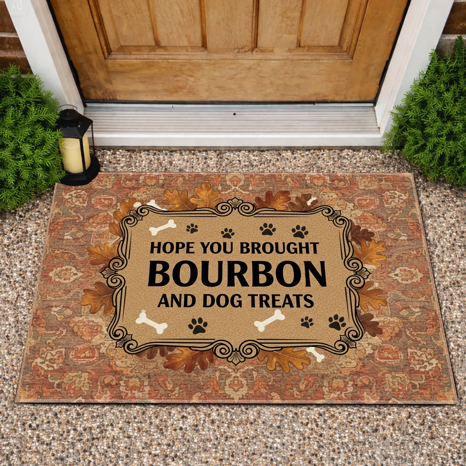 Hope You Brought Bourbon Dog Treats Rustic - Home Decor Gift for Dog Lover Doormat - 1