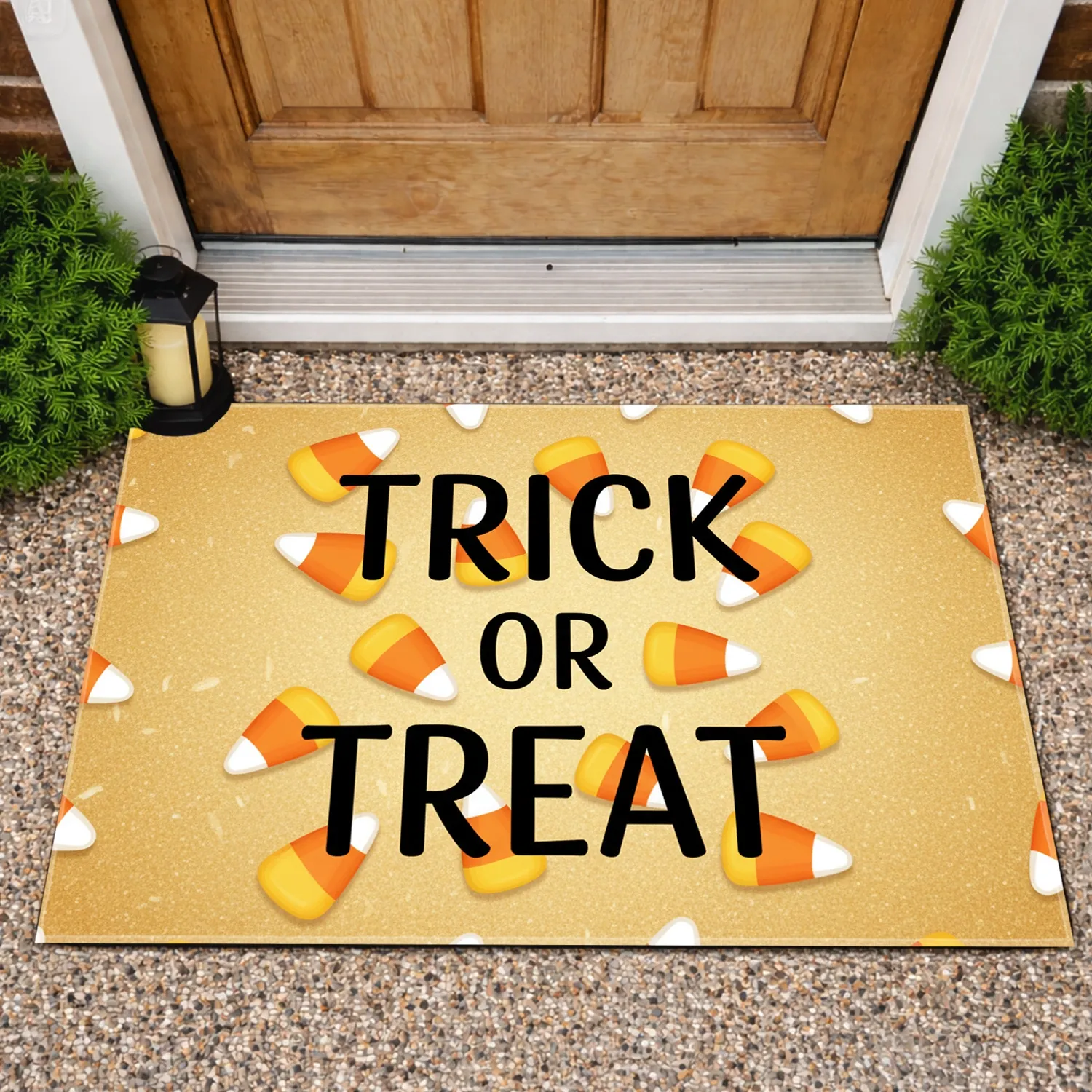 Trick or Treat Candy Corn Halloween Party Celebration Home Decor Gift Doormat - 1