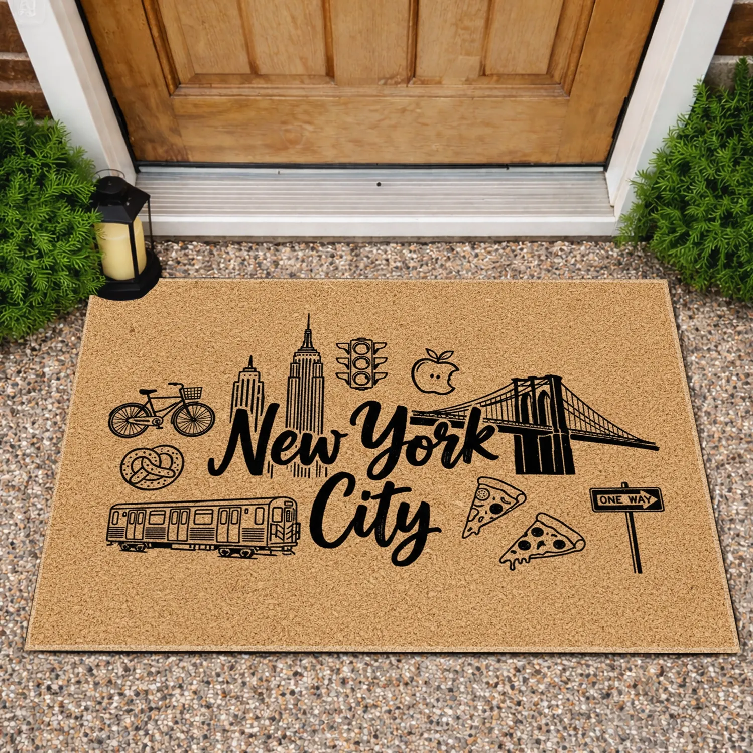 New York City Empire State Building Brooklyn Bridge - Urban Home Decor Gift Doormat - 1