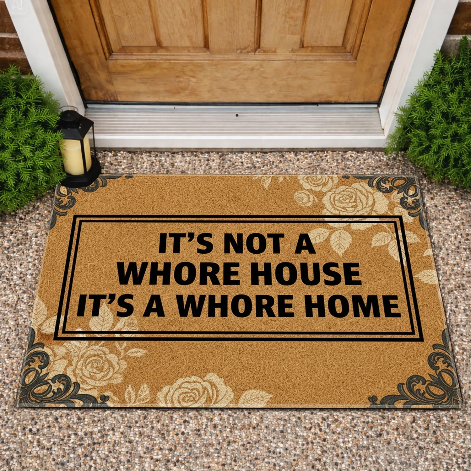 IT'S NOT A WHORE HOUSE IT'S A WHORE HOME Black Border Text - Home Decor Gift Doormat - 1