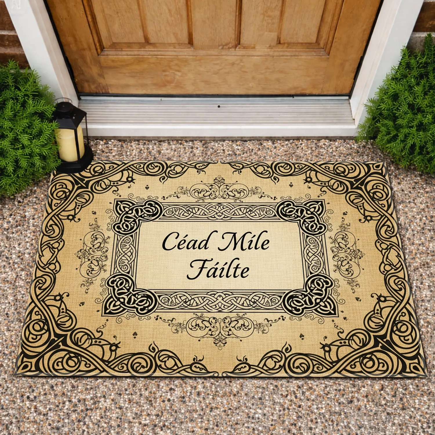 Céad Míle Fáilte Celtic Scrollwork Knot Patterns - Everyday Welcome Home Decor Gift Doormat - 1