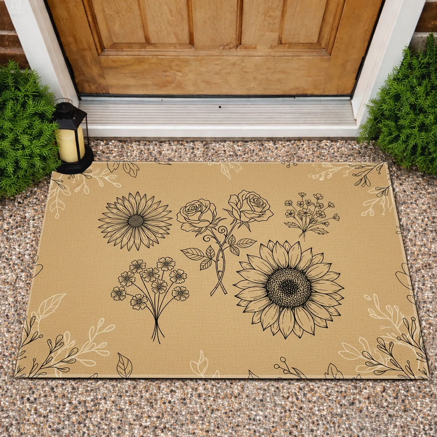 Daisy Rose Wildflower Sunflower - Farmhouse Home Decor Gift Doormat - 1