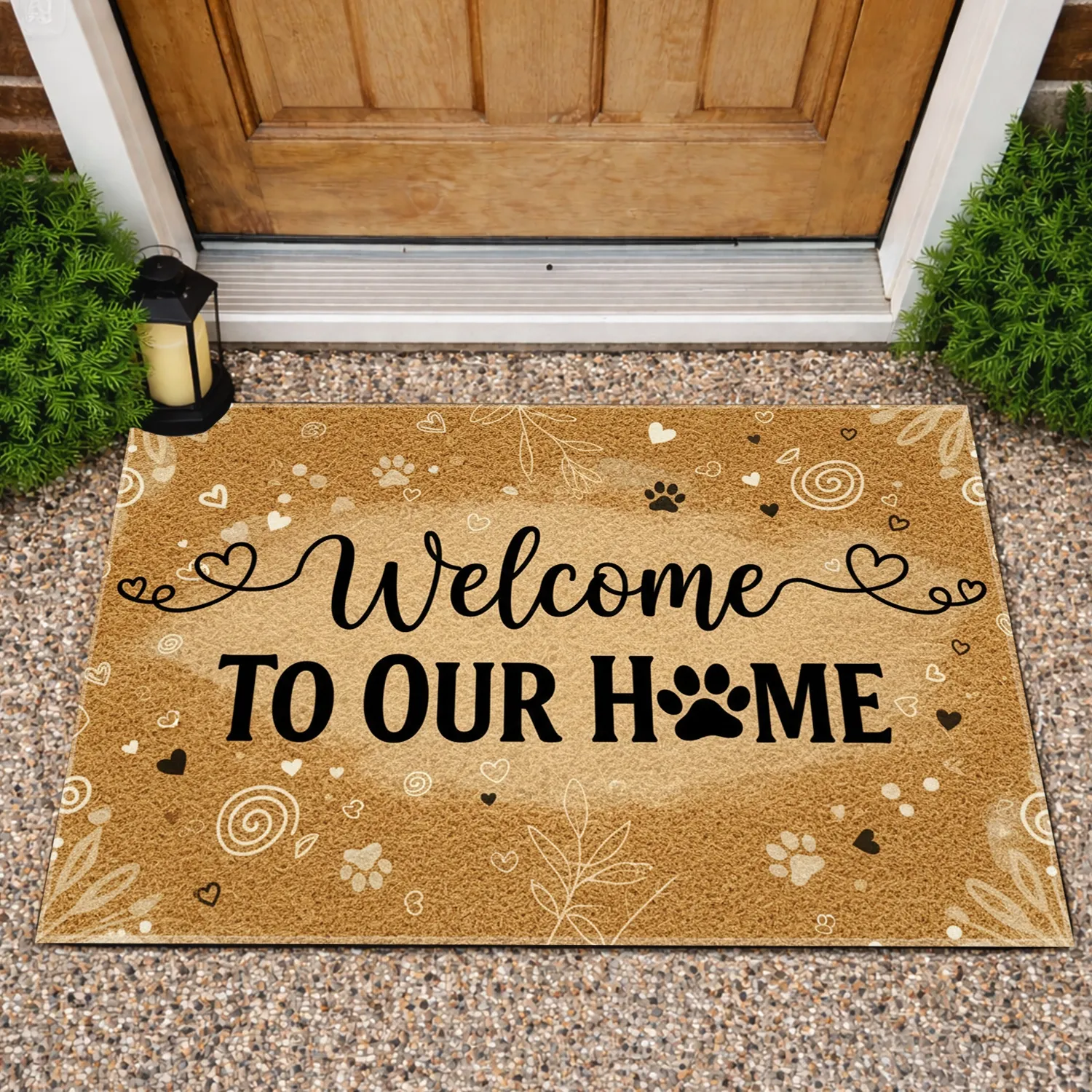 Welcome To Our Home Paw Print Heart - Home Decor Gift Doormat - 1
