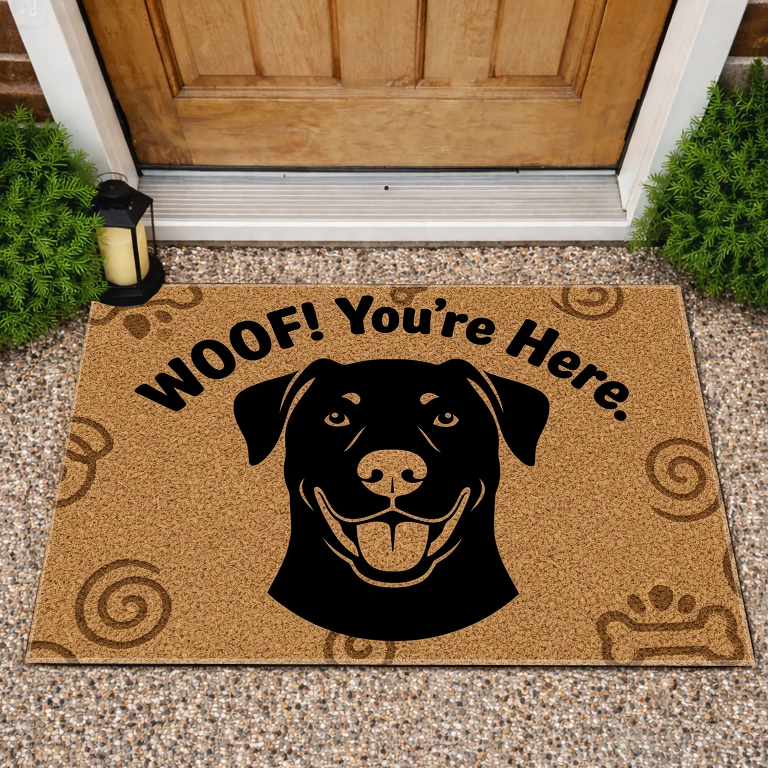 Black Dog WOOF You're Here Welcome Home Decor - Dog Lover Gift Doormat - 1