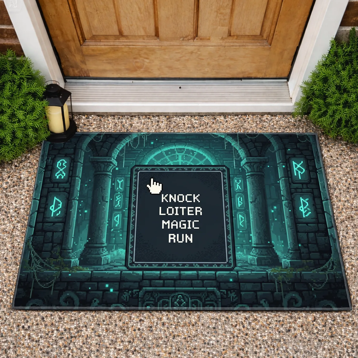 Dungeon Castle Retro RPG Menu Panel - Gamer Room Decor Gift for RPG Fans Doormat - 1