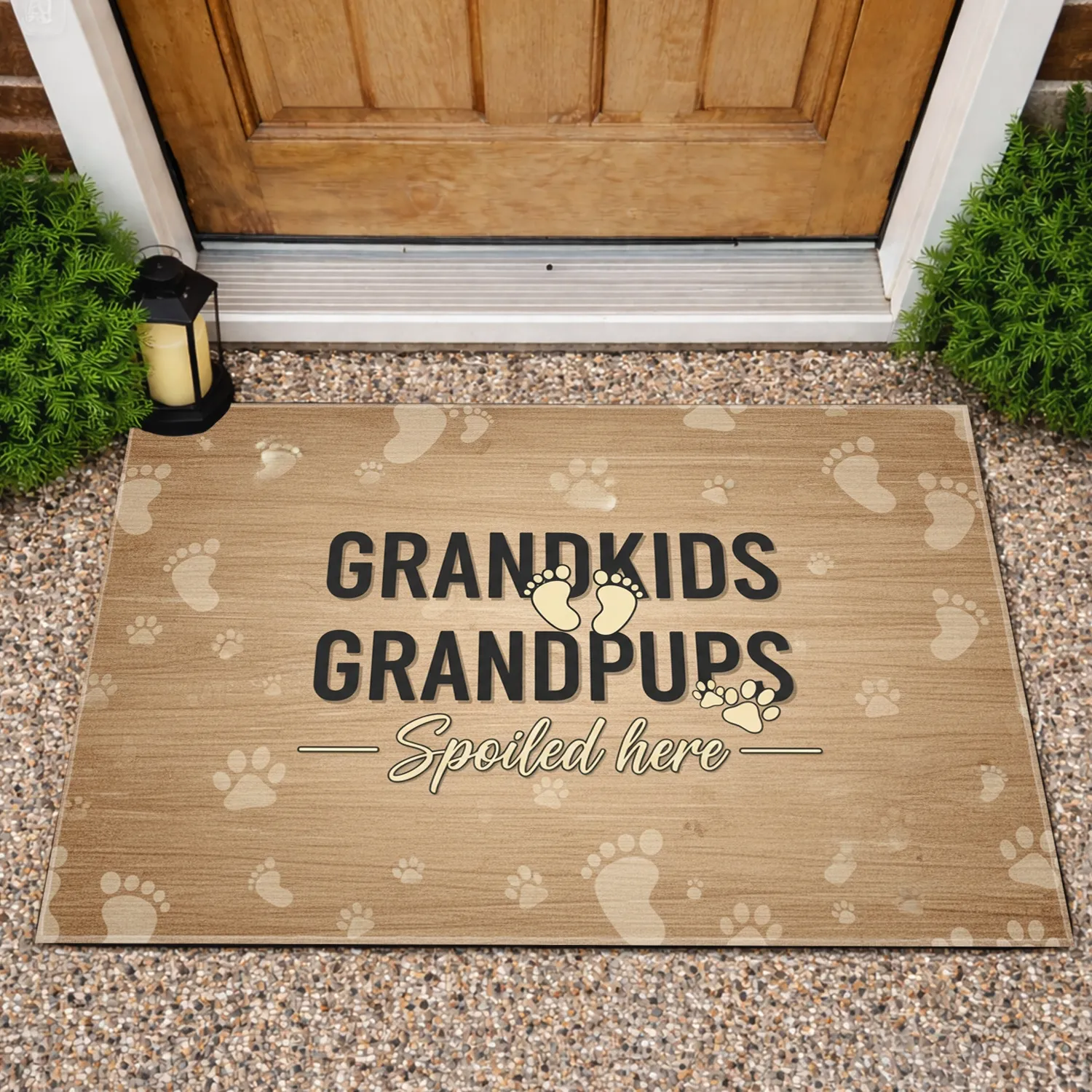 Grandkids Grandpups Footprints Paw Prints - Family Love Home Decor Gift for Grandparents Doormat - 1