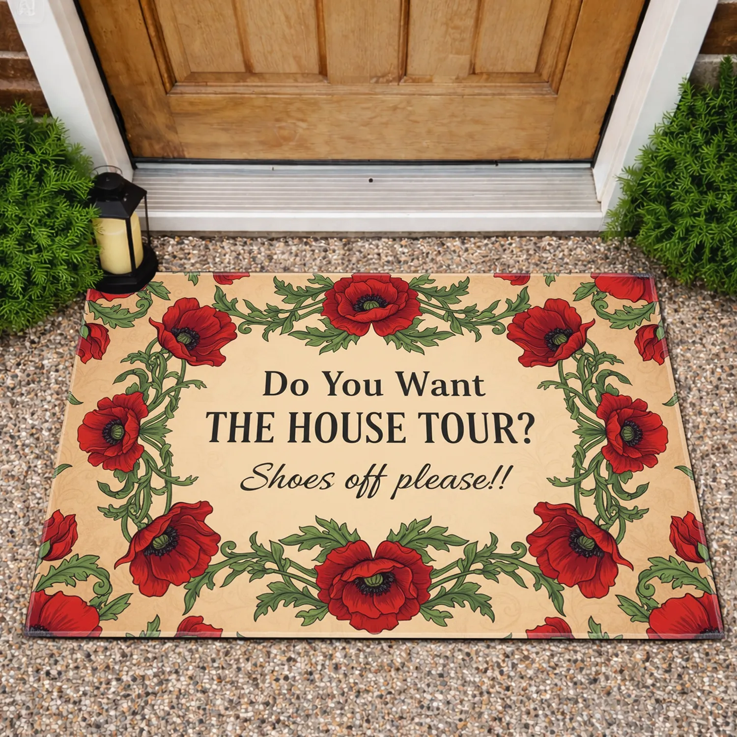 Do You Want THE HOUSE TOUR? Shoes Off Poppy Flowers - Home Decor Gift Doormat - 1