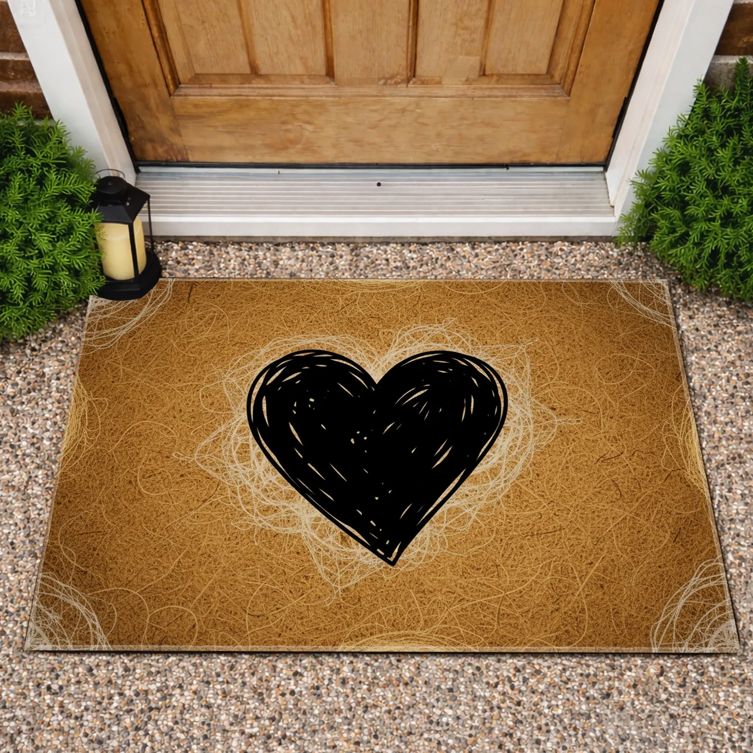 Bold Black Heart - Natural Home Decor Gift Doormat - 1