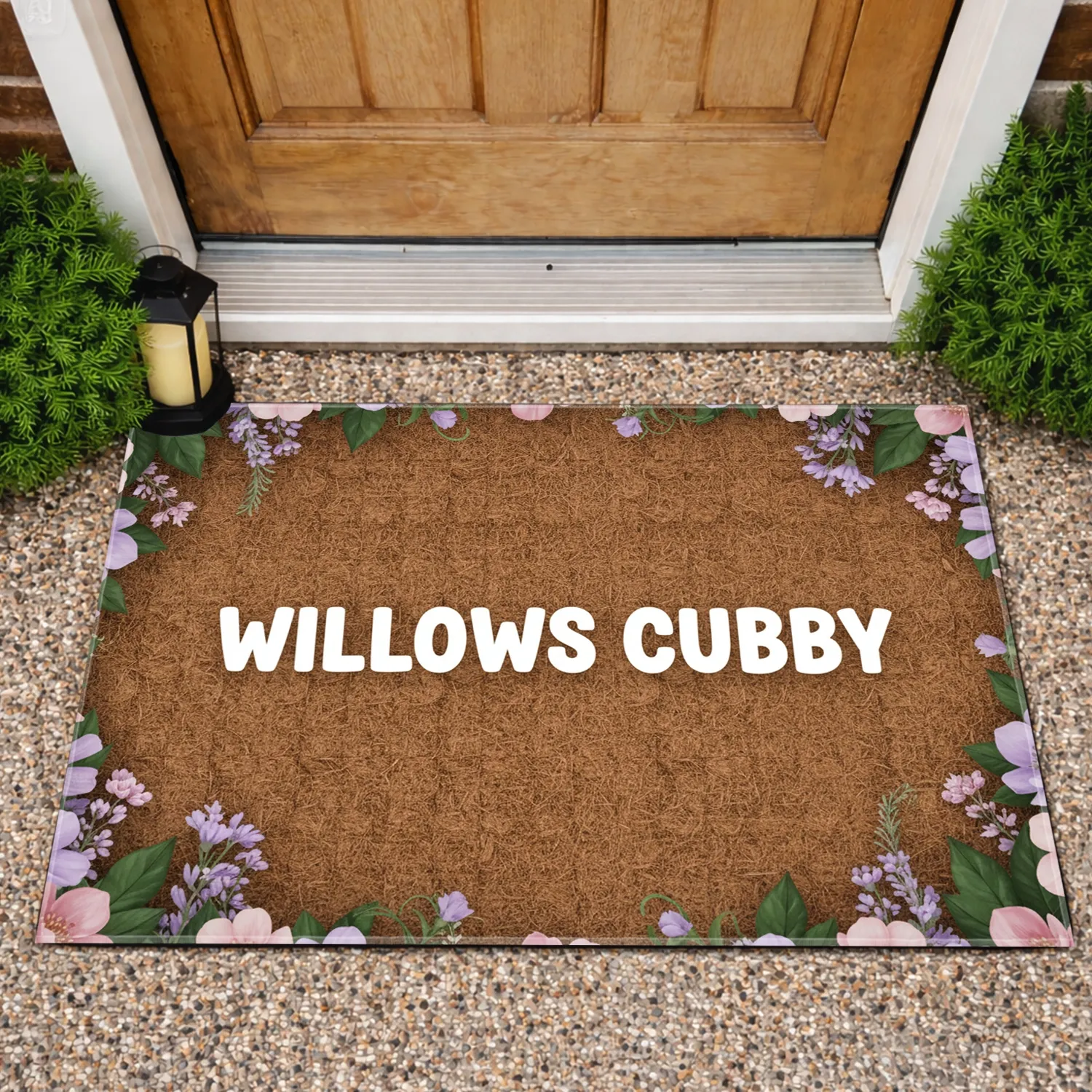 Custom Family Name Floral Verdant Foliage - Outdoor Space Decor Gift Doormat - 1