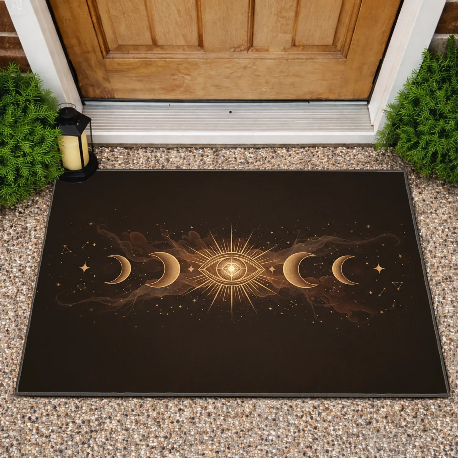 Cosmic All-Seeing Eye Moon Phases Stars - Mystical Home Decor Gift Doormat - 1