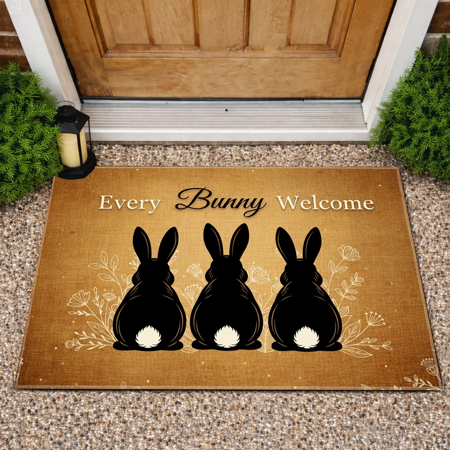 Every Bunny Welcome Black Bunnies - Spring Home Decor Doormat - 1