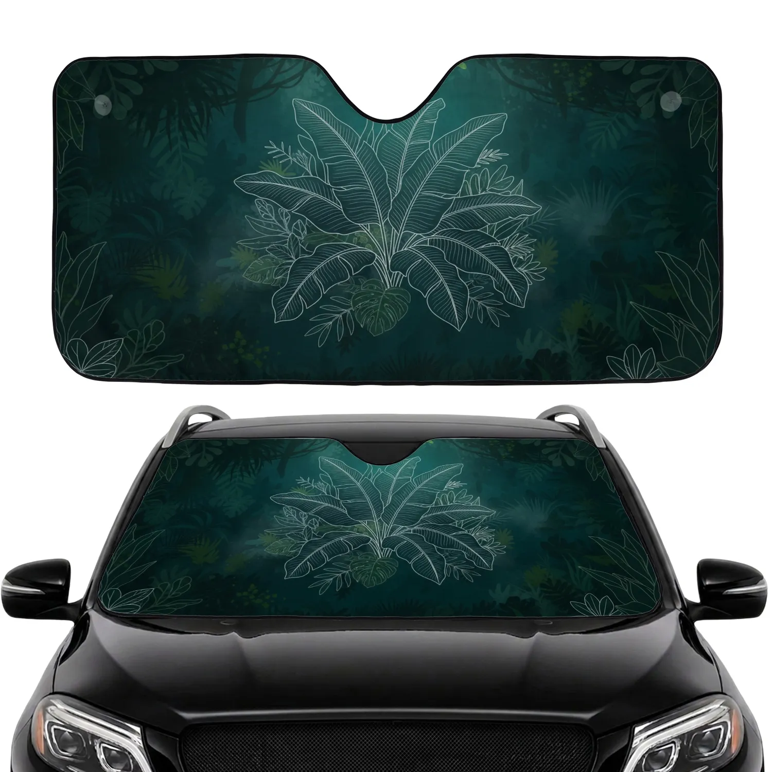 Banana Leaves Tropical Foliage - Botanical Lover Car Decor Gift Car Sunshade - 1