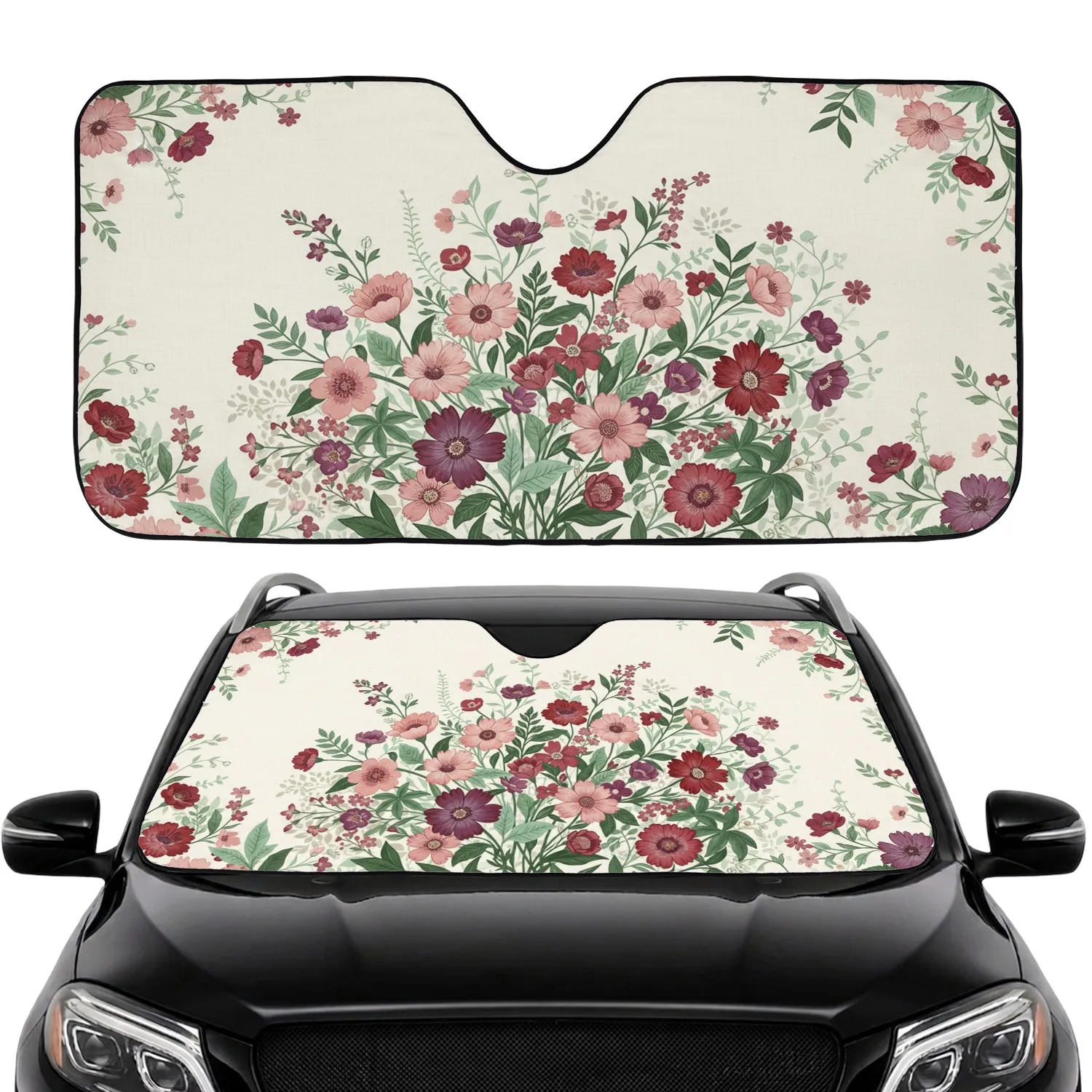 Floral Wildflower Blossom Garden Pink Plum - Garden Lover Car Decor Gift Car Sunshade - 1