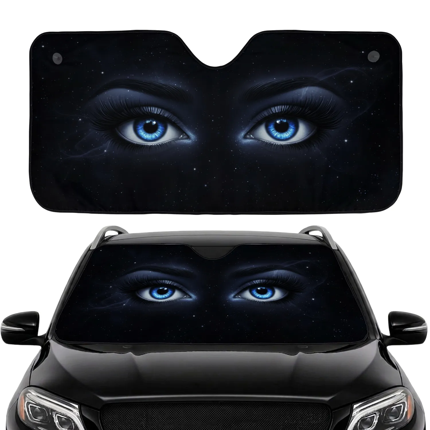 Luminous Blue Eyes Cosmic Stardust - Sci-Fi Lover Car Decor Gift Car Sunshade - 1