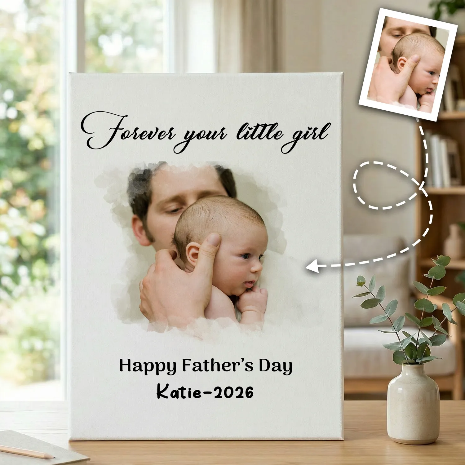 Personalised Canvas Fathers Day Present For Him From Daughter Wife, Birthday Art Gift - 1