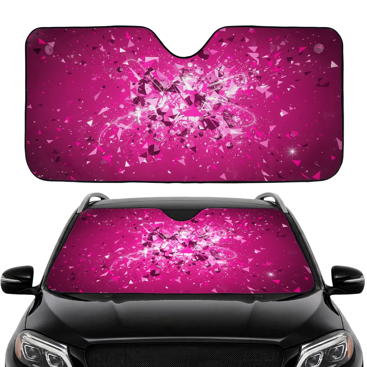 Sparkling Geometric Triangles Starbursts Particle Effects - Everyday Accessory Gift Car Sunshade - 1