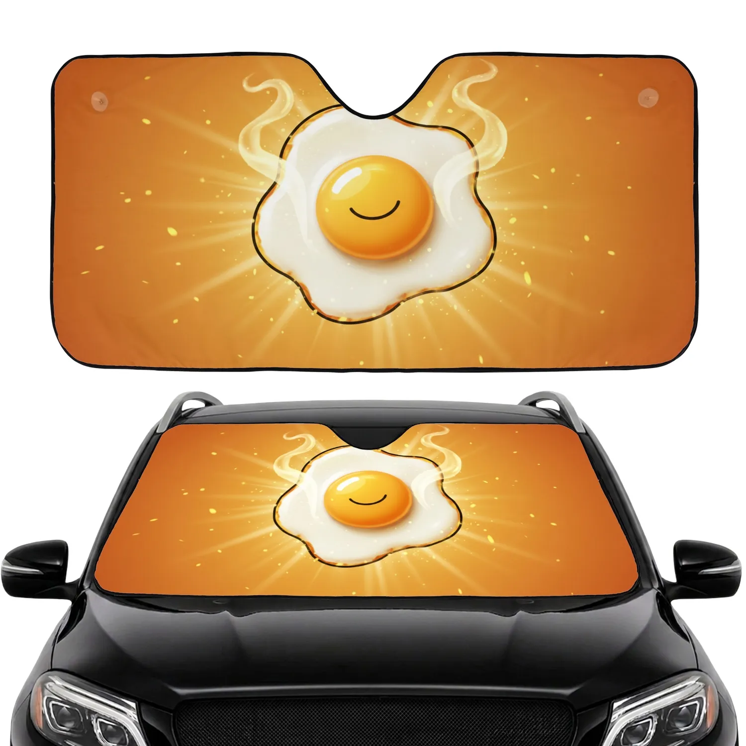 Fried Egg Golden Yolk Steam Sunrise - Morning Drive Lifestyle Gift Car Sunshade - 1