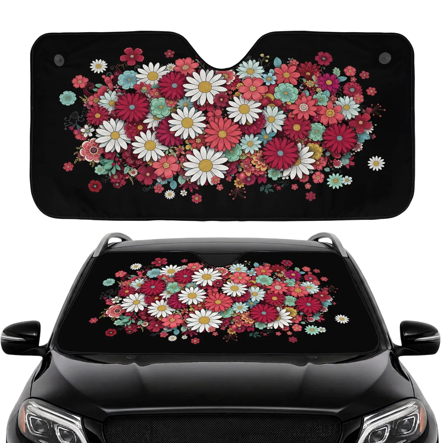Blooming Multi-Petal Daisy Chrysanthemum Flowers - Everyday Car Accessory Car Sunshade - 1