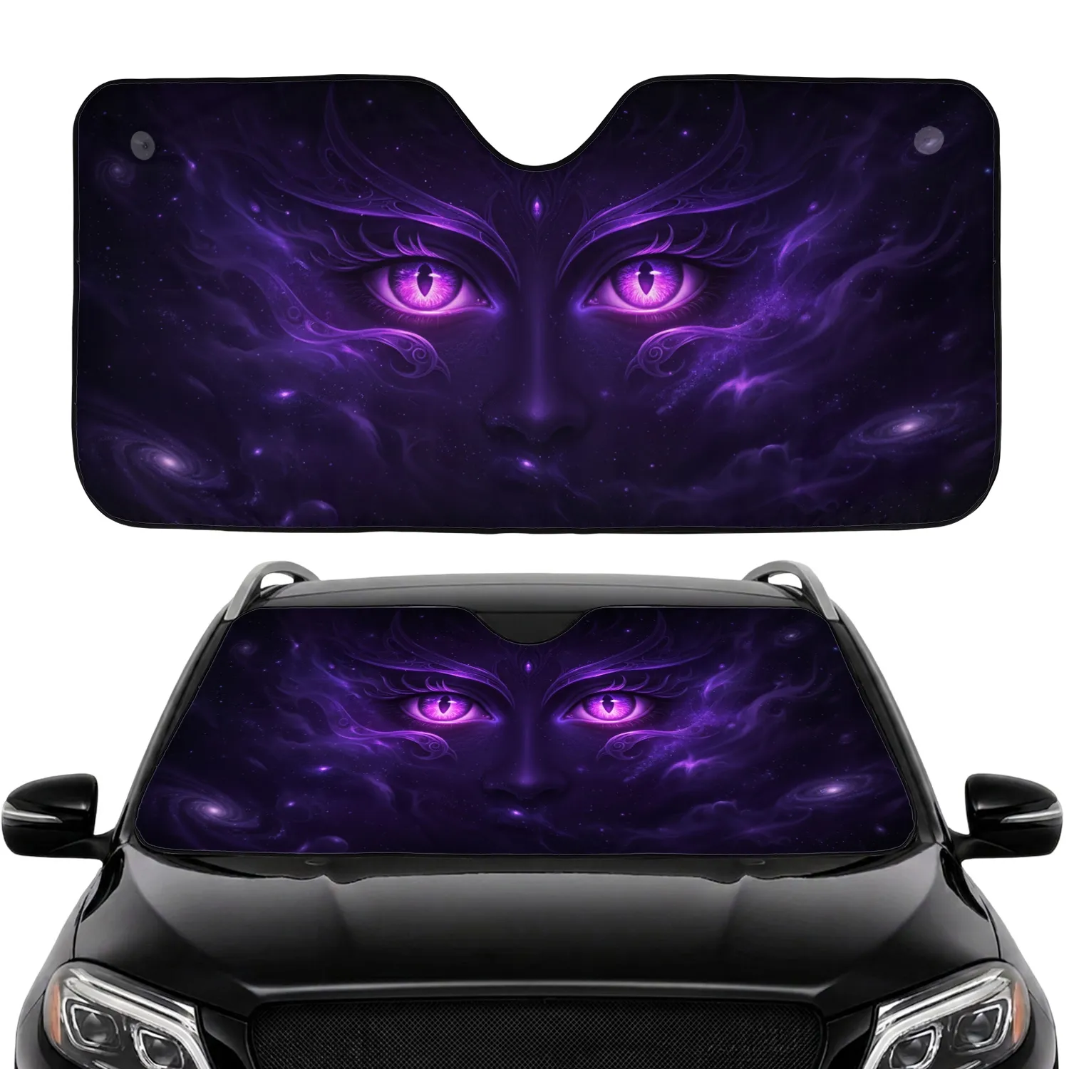 Glowing Ethereal Eyes Mystical Aura Cosmic Void - Fantasy Lover Gift Car Sunshade - 1