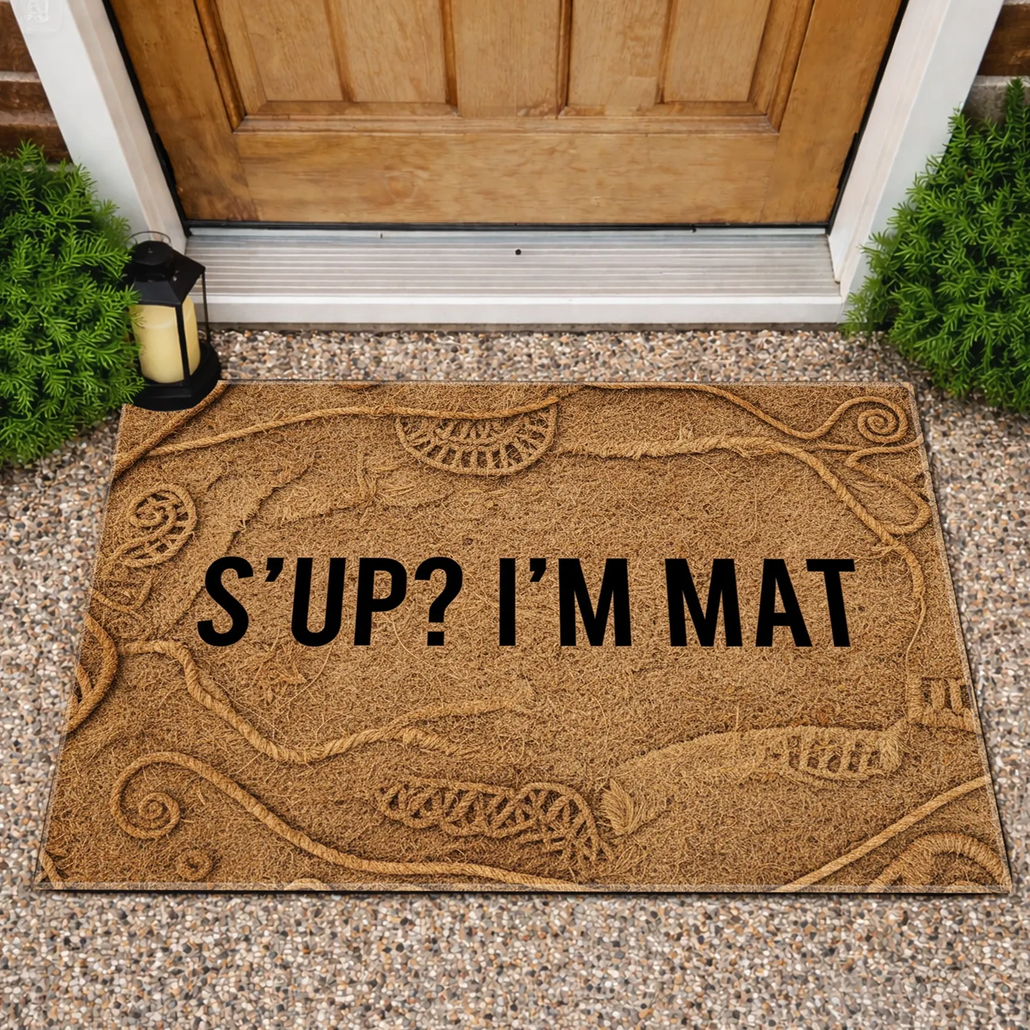 Bold 'S'UP? I'M MAT' Text Funny Everyday Home Decor Gift Doormat - 1