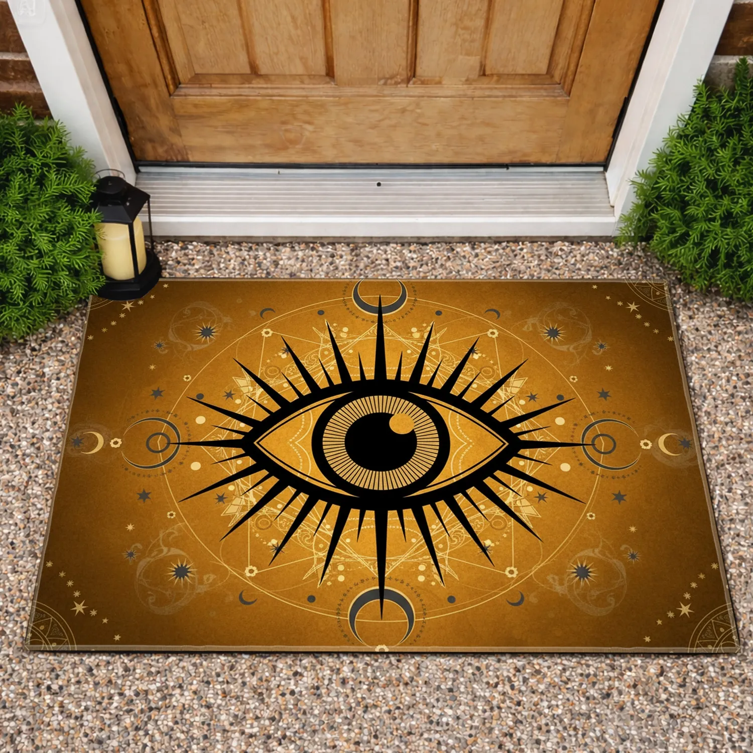 Evil Eye Moon Star Occult - Spiritual Home Protection Mystical Lover Gift Doormat - 1