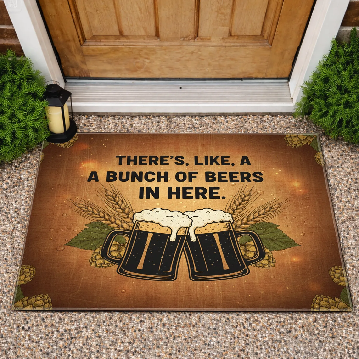 Funny Beer Mugs Hops Barley - Beer Lover Party Decor Gift for Dad Doormat - 1