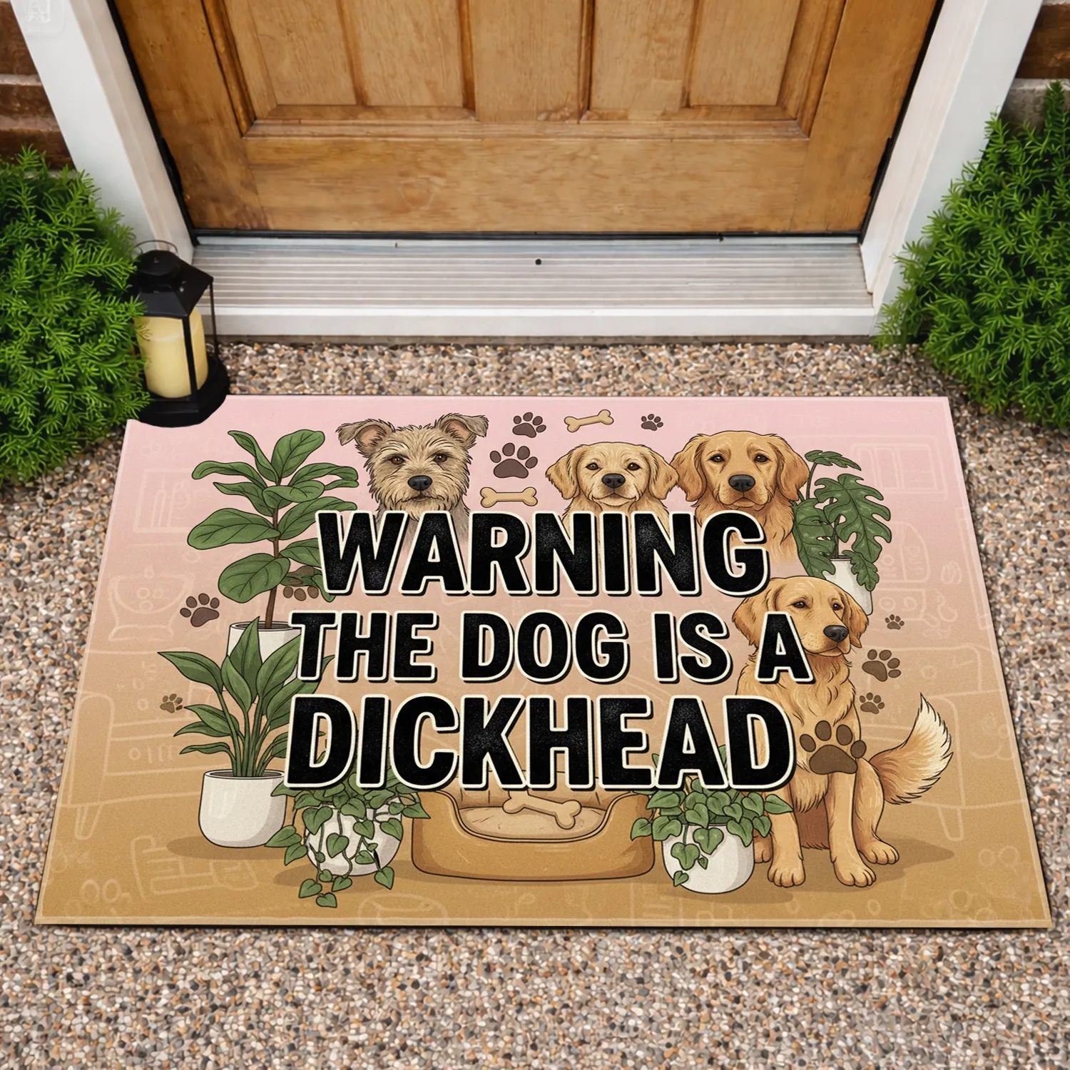 Funny 'Dog Is A Dickhead' Text Breeds - Home Decor Gift for Pet Owners Doormat - 1