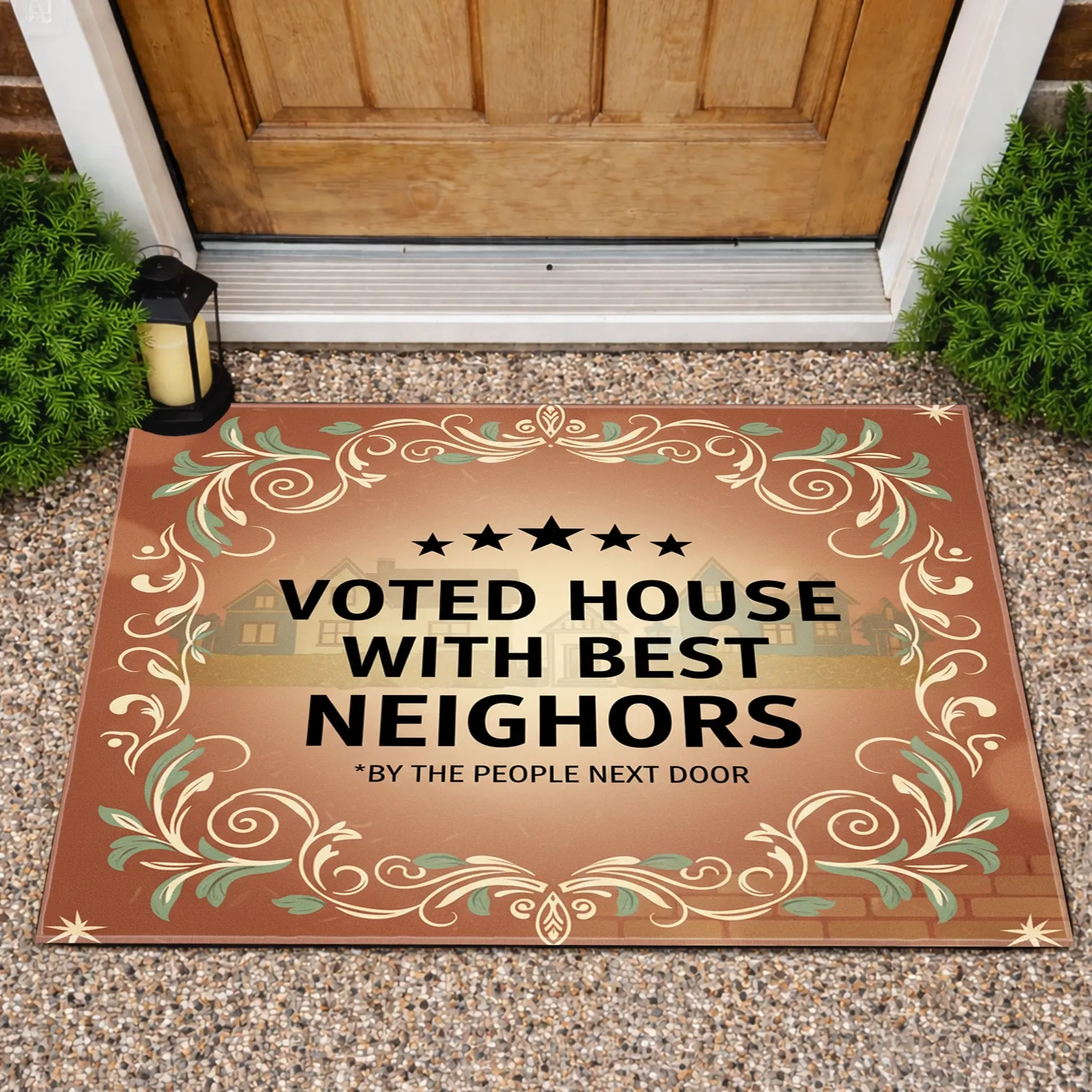 Voted House Best Neighbors Rating Stars - Neighborly Home Decor Gift Doormat - 1