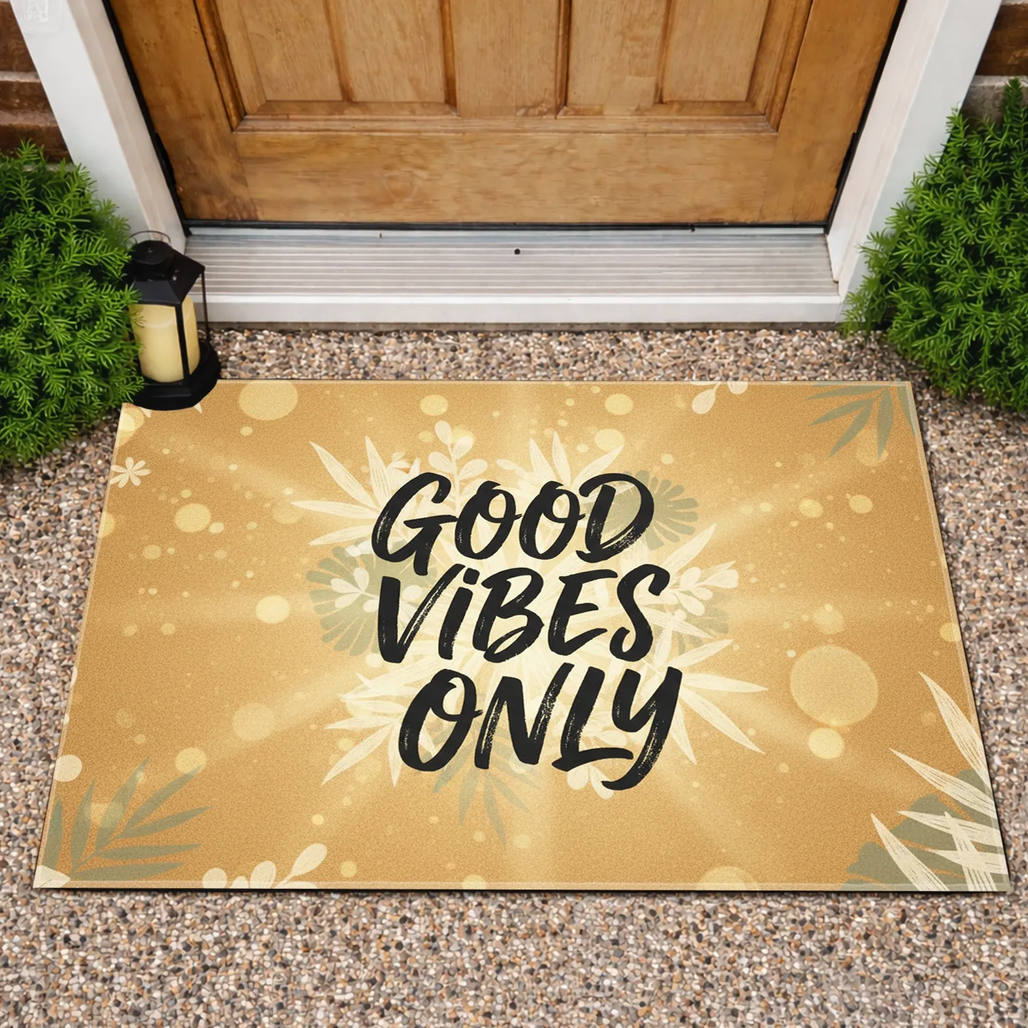 Good Vibes Only Palm Floral Sun-baked Earth Home Decor Gift Doormat - 1