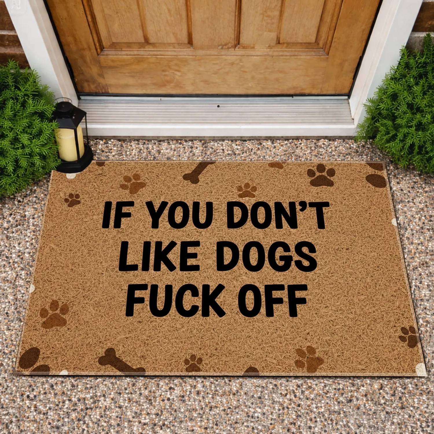 Rustic Dog Lover Text Paw Print Bone - Home Decor Gift for Pet Owners Doormat - 1