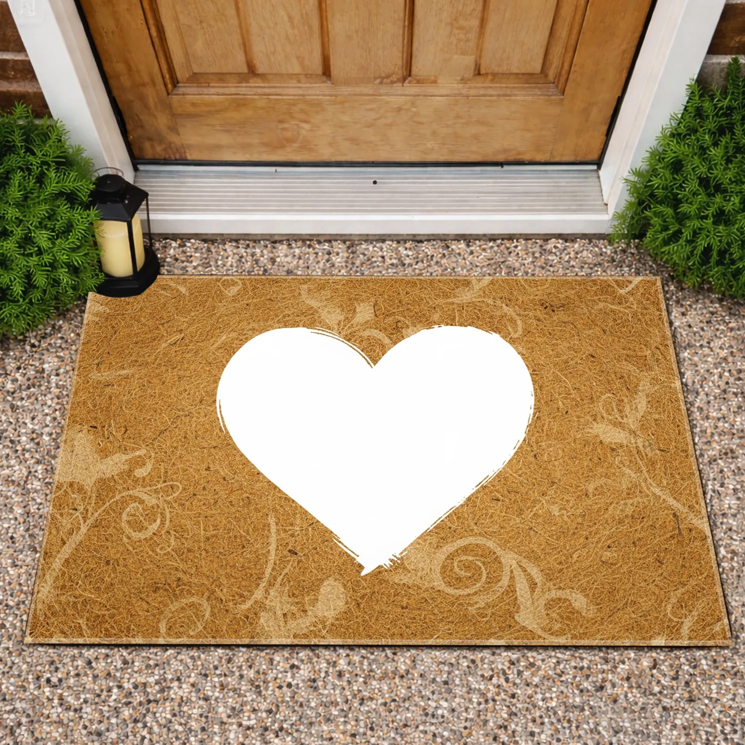 White Heart Patterns - Boho Farmhouse Home Decor Gift Doormat - 1