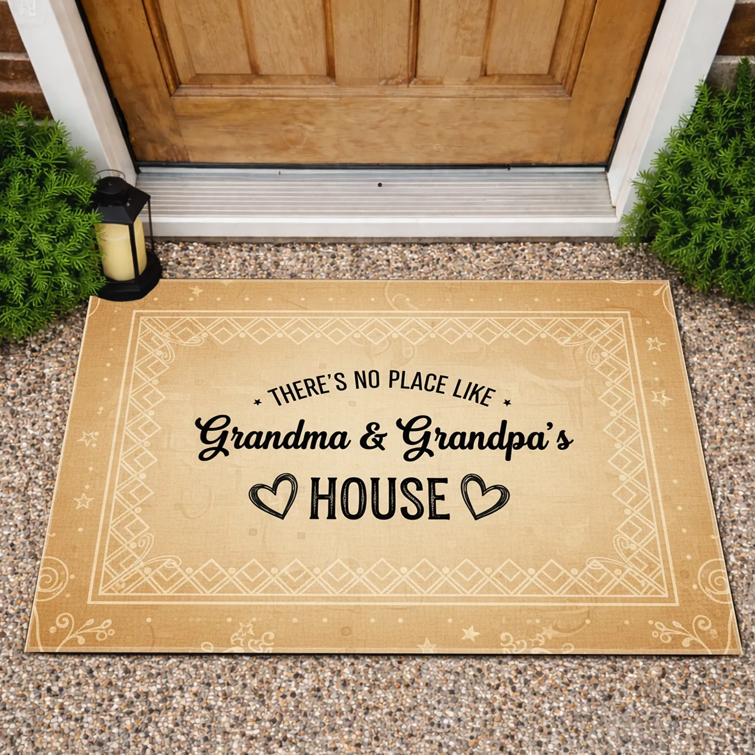 No Place Like Grandma Grandpa House Hearts - Home Decor Gift for Grandparents Doormat - 1