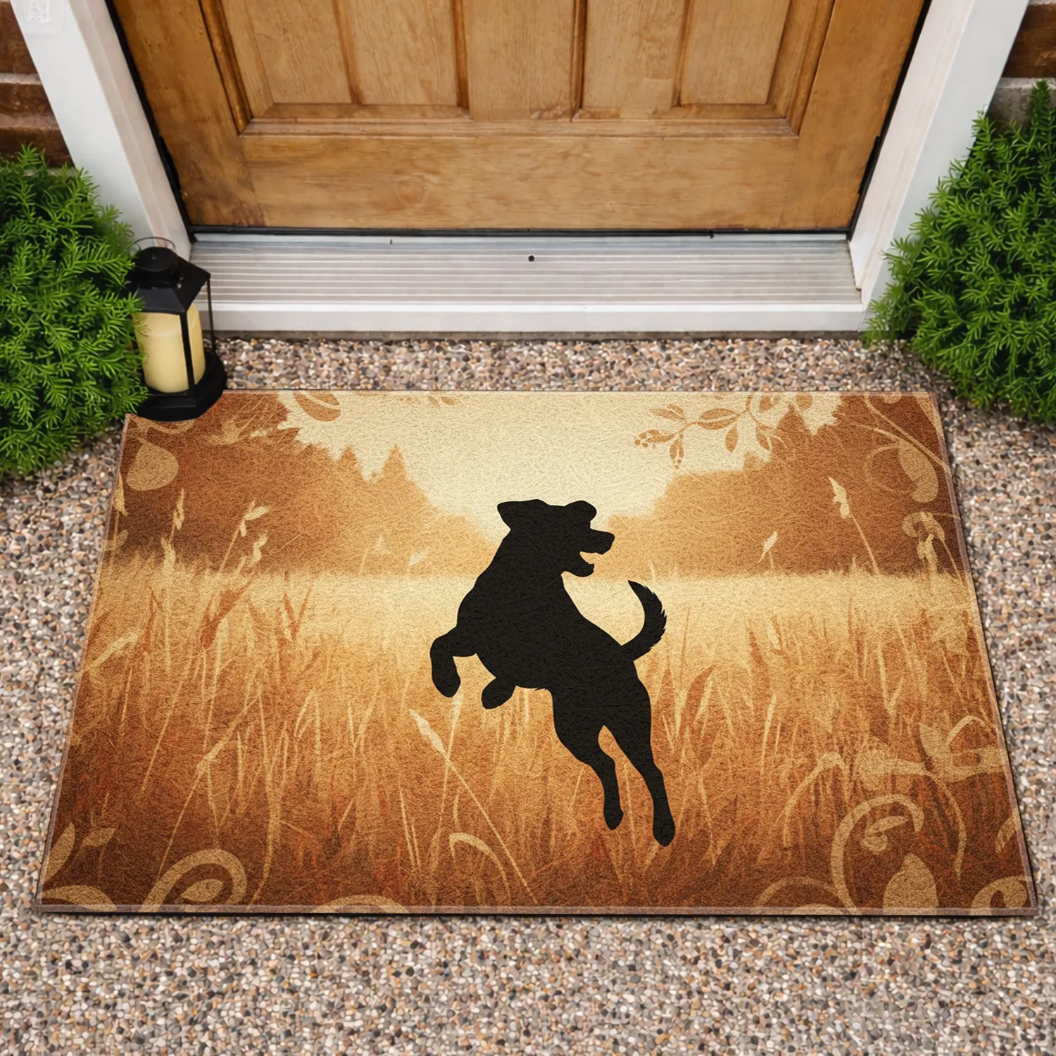 Black Labrador Retriever Silhouette - Dog Lover Home Decor Gift Doormat - 1