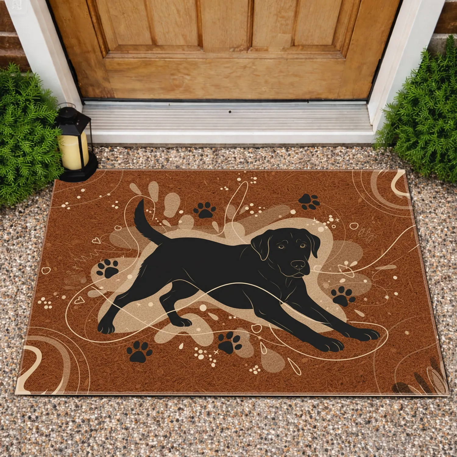 Stretching Labrador Retriever Paw Prints - Everyday Home Decor Gift for Dog Lovers Doormat - 1