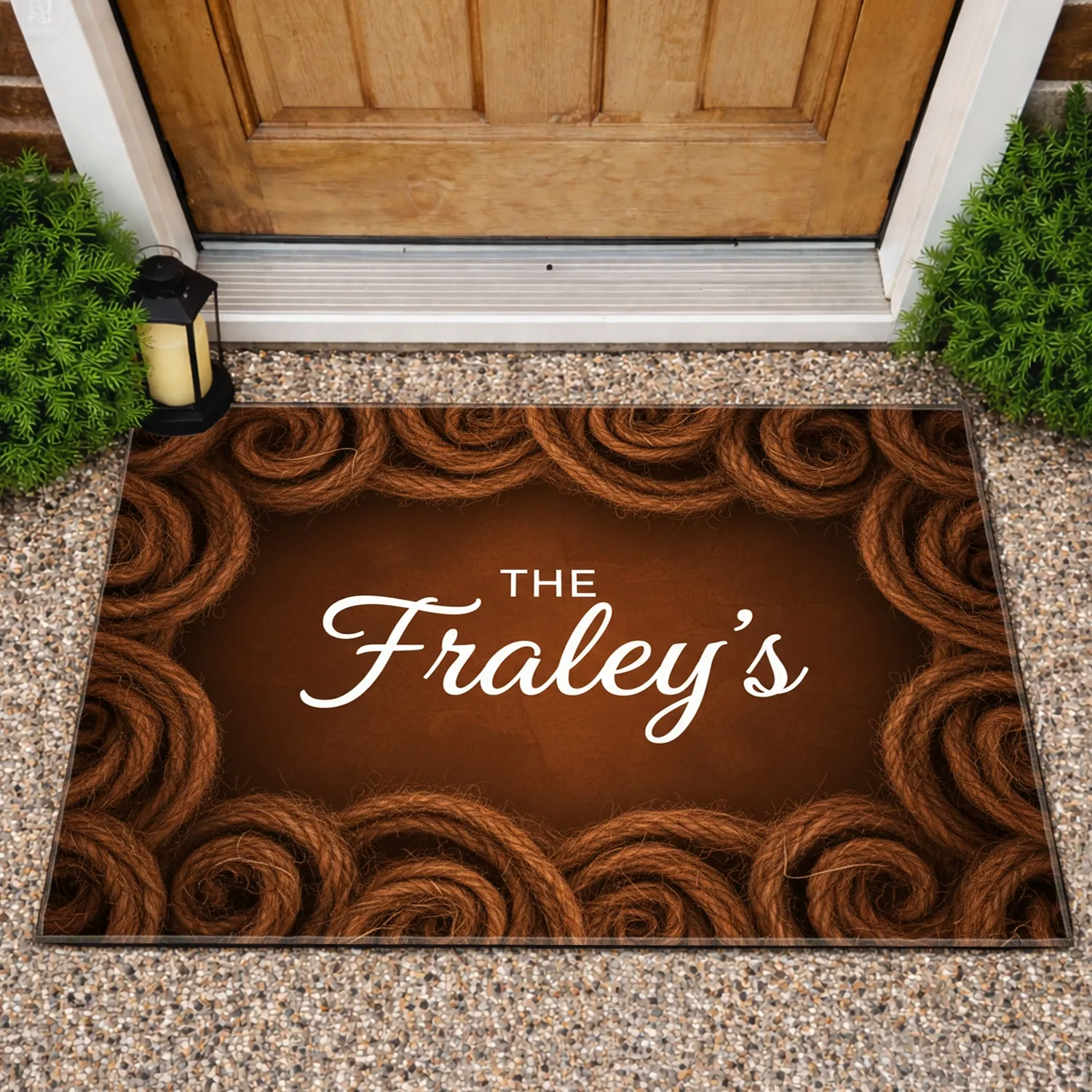 Earthy Strands Custom Family Name - Farmhouse Home Decor Gift Doormat - 1