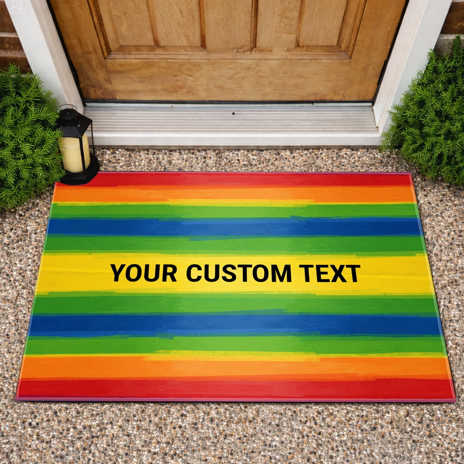 Crisp Edge-to-Edge Horizontal Rainbow Sans-serif Text Custom - Everyday Home Decor Gift Doormat - 1