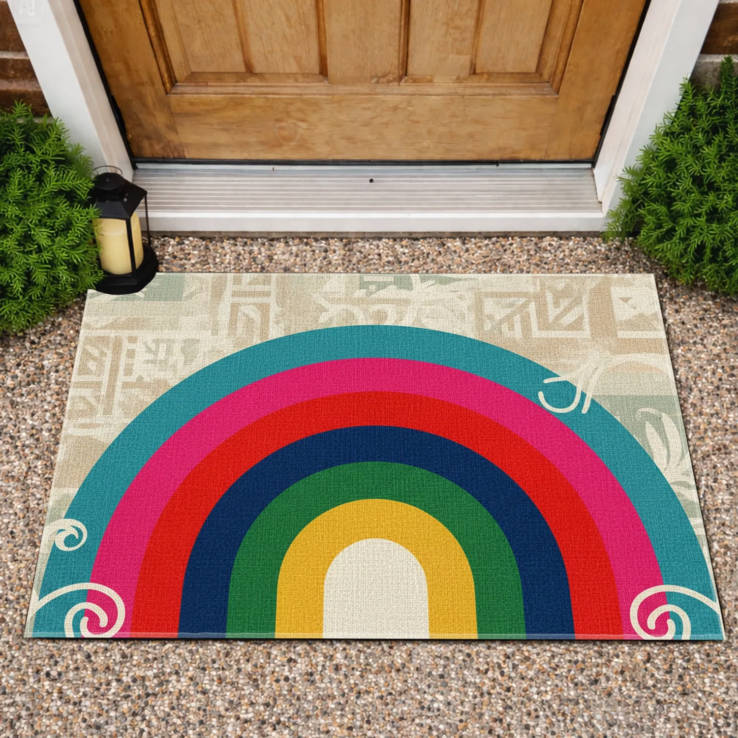 Concentric Rainbow Arcs - Everyday Home Decor Gift Doormat - 1