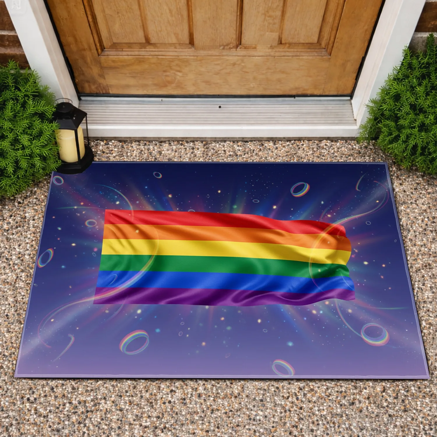 Rainbow Flag Starry Sky - Pride Celebration Home Decor for Pride Lover Doormat - 1