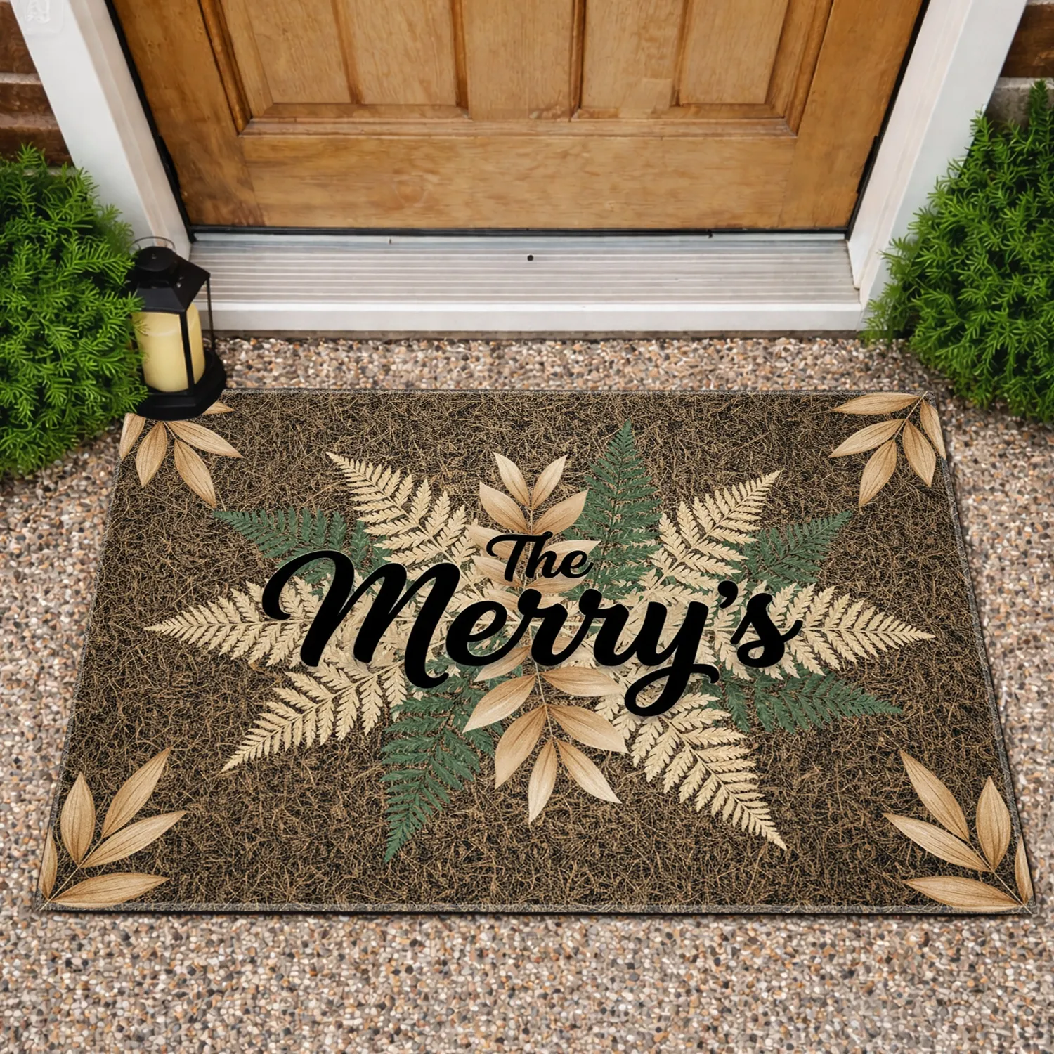 Custom Family Name Botanical Fern - Home Decor Gift for Family Doormat - 1