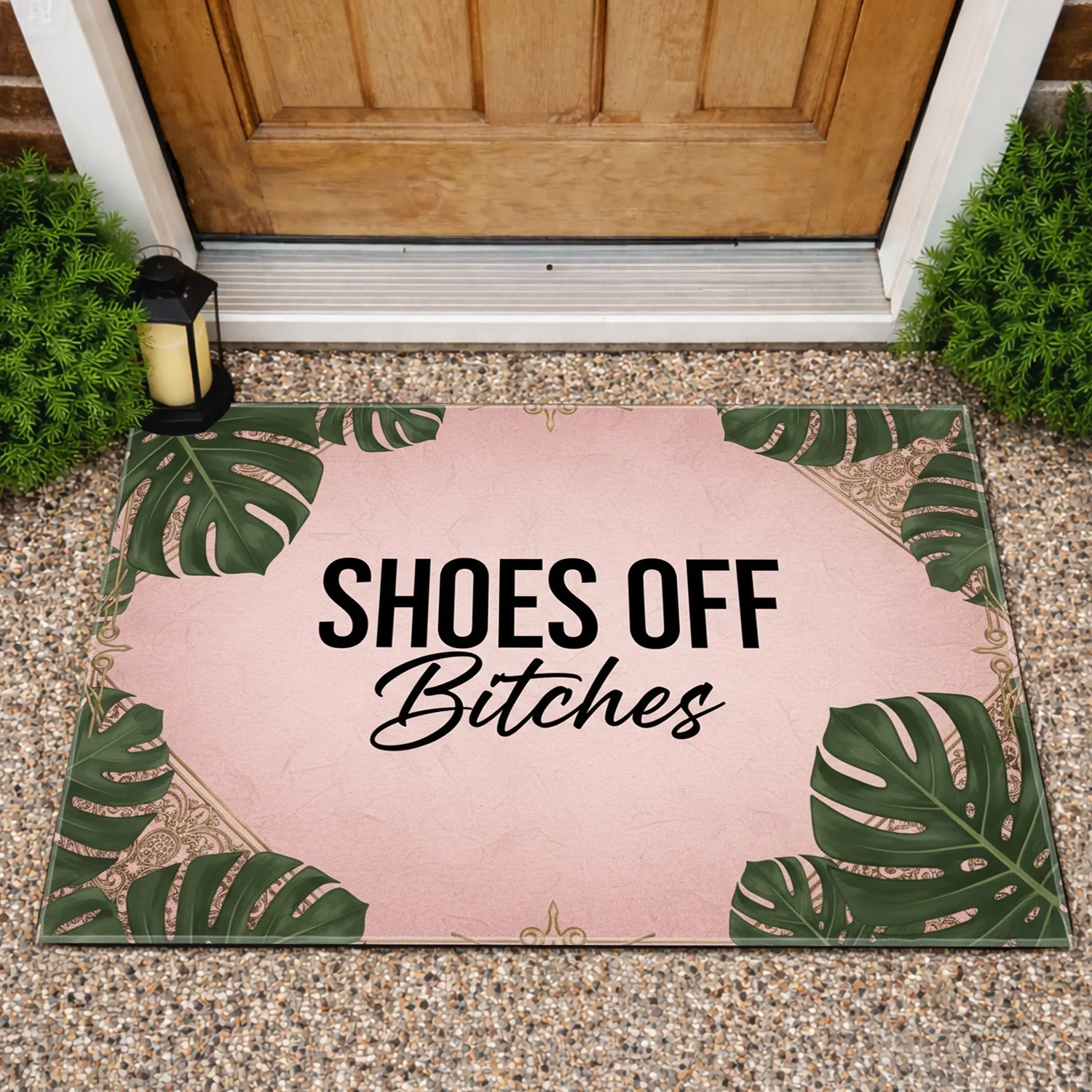 Shoes Off Bitches Botanical Filigree - Welcome Home Decor Doormat - 1