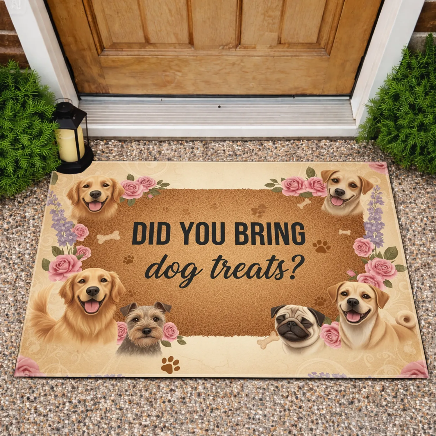 Did You Bring Dog Treats Dogs Roses - Outdoor Living Gift for Dog Owners Doormat - 1